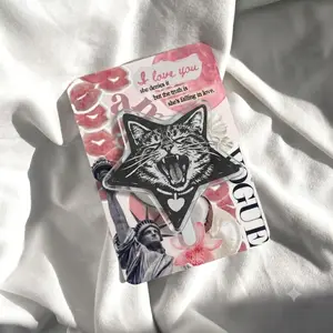 Goth Cat Phone Grip Black White Star Cat Phone Stand Cute Grunge Acrylic Griptok Aesthetic Gothic Y2K Cell Phone Holder Witchy Gift for Cat Lovers