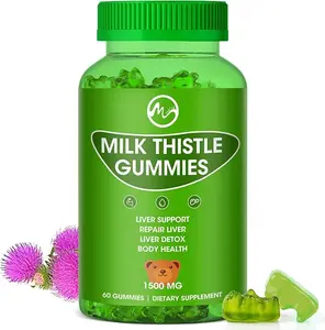（1 bottle）Milk Thistle Gummies, Liver Cleanse Gummy, Organic Liver Detox Supplements for Men & Women - 60 Gummies