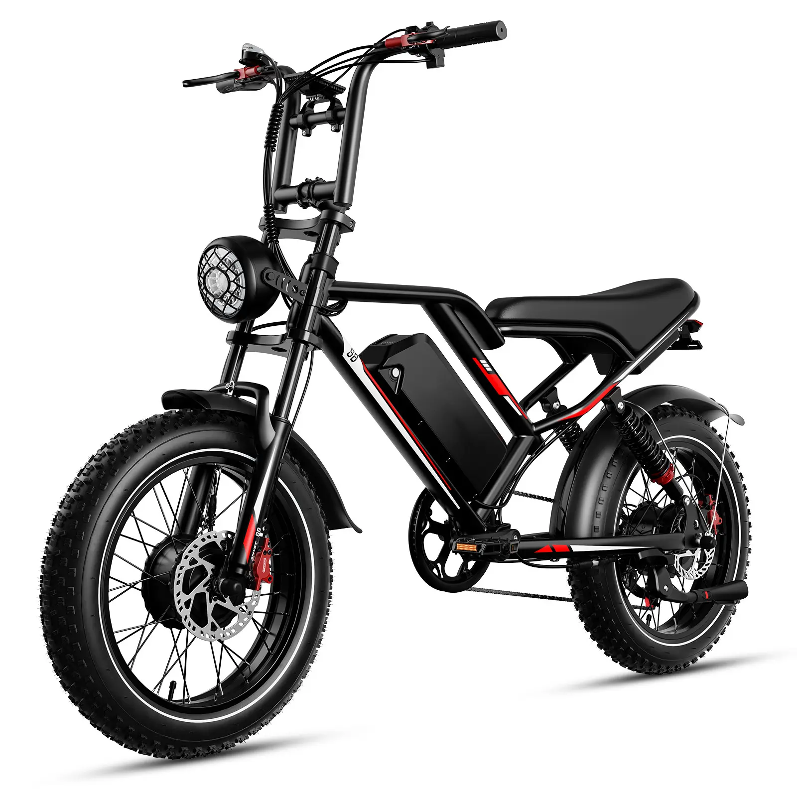 31MPH Max Speed Dual Motor All Wheel Drive 2000W S8 Electric Bike 25Ah Battery 50Miles Range 330 Lbs Max Load 20 Inch Off Road Tires 7 Speed Adjustable App Smart Control Hydraulic Brake Suspension Lights App Smart Control