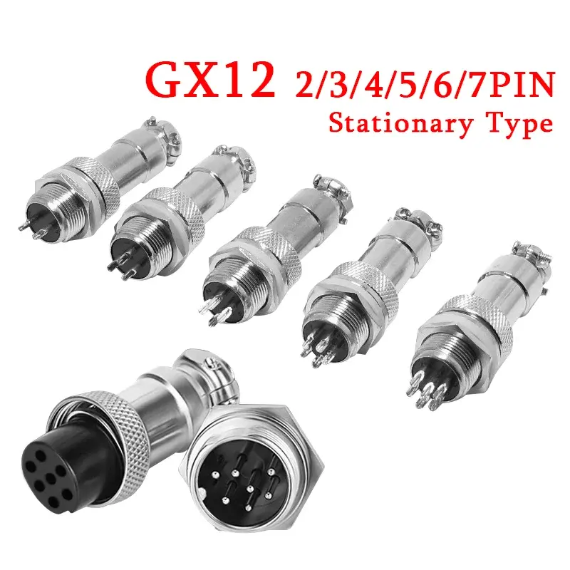 5pcs GX12 Aviation Connector 2 3 4 5 6 7 Pin Male Female M12 Connector Aviator Plug Socket