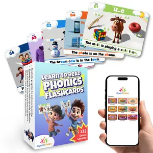 Premium Phonics Flash Cards for Kids – Learn to Read with CVC, Digraphs, Blends & Long Vowel Sounds Images & Fun Educational Word Games for Ages 3-8, Pre-K to 3rd Grade