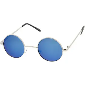 Small Retro Lennon Style Colored Mirror Lens Round Metal Sunglasses 41mm