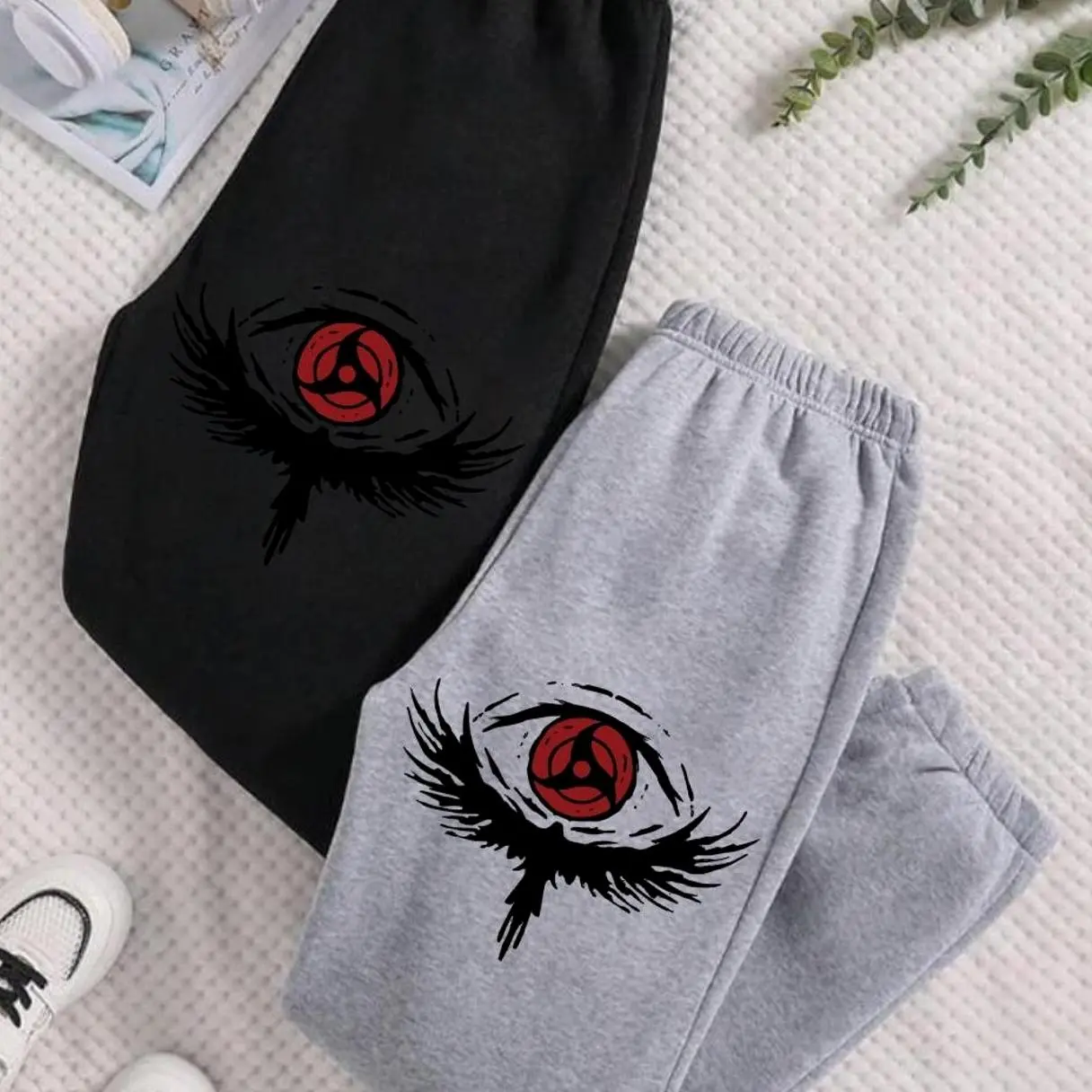 Vintage Anime Uchiha Itachi Eye Sasuke NARUTO Unisex Anime Print Sweatpants - Trendy Unisex Cotton Graphic Casual Sweatpants, Gift For Men and Women, Trending Best Gift SS