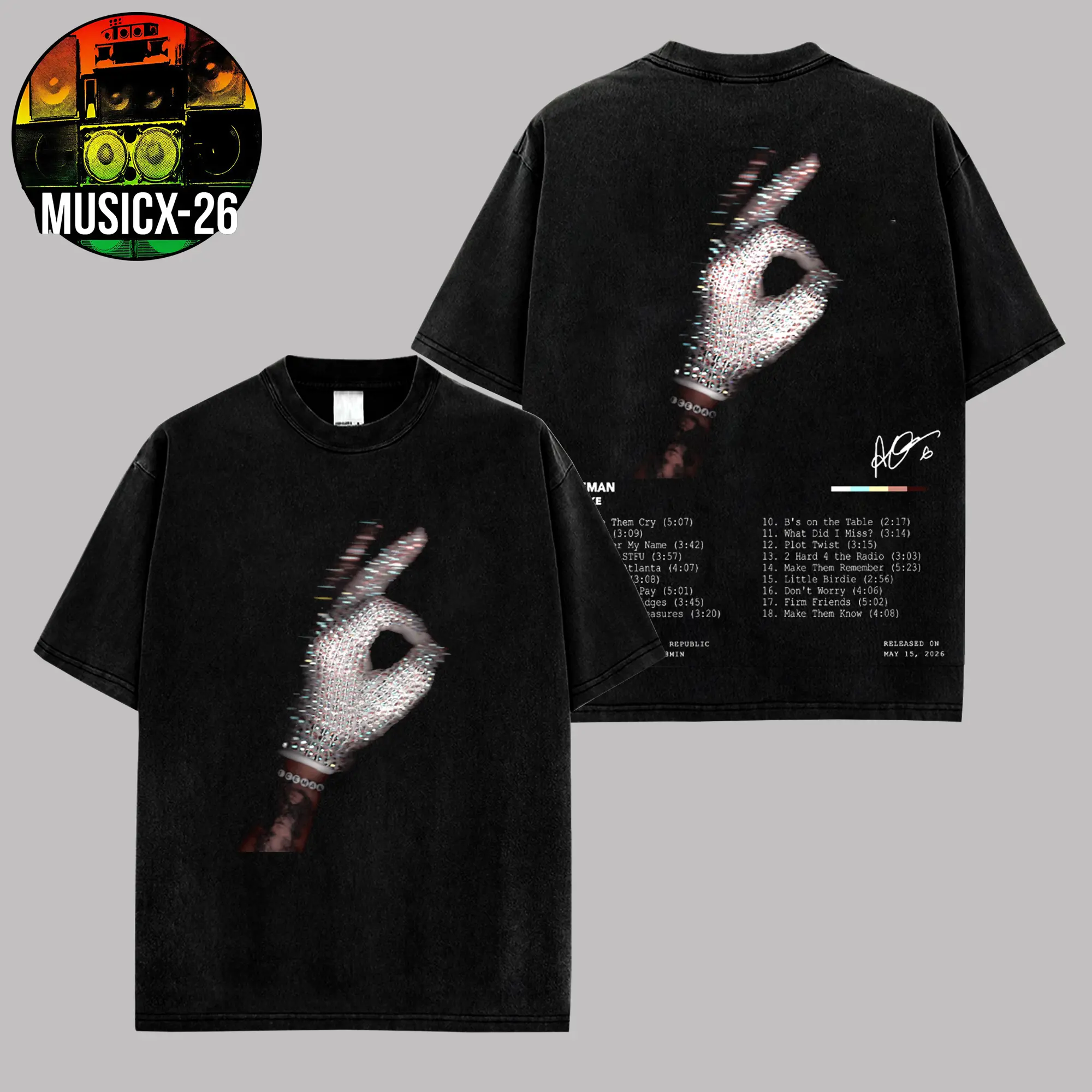 [X-26] Drake - Ice Man Tracklists Official Graphic For Team Drizzy High-Quality Cotton T-Shirt, Drake Drizzy Fan Graphic Tee, Ice-Man Album Merch Streetwear Graphic Shirt, Gift for Drake Fans Vintage Collector Tee