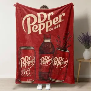 Dr Pepper Original Flavor Pink Bows with Red Hearts Flat Velvet Blanket, Soft Office Bedding Blanket PlushThin Quilt Holiday Gift ,Women Men Boys Girls Christmas Xmas Holiday Birthday Gifts