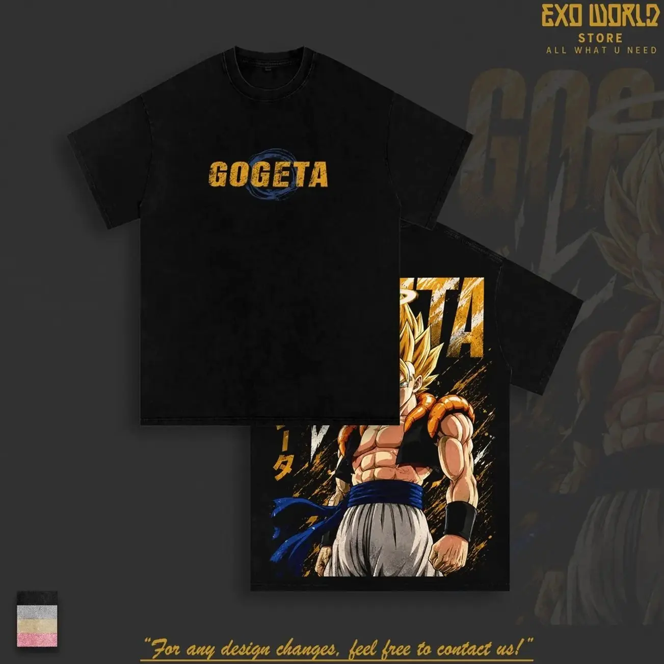 "Gogeta" - DBZ Vintage Washed Shirt Anime Oversized Streetwear Graphic Tee Gift for DBZ Fans 7NN