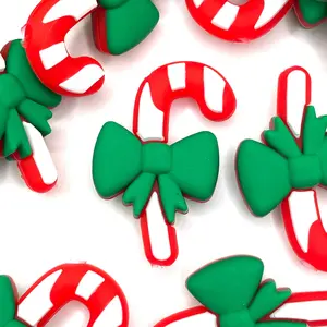 1pc Keep it Candy-Cute Silicone Focal Beads - Christmas Candy Cane Crafting & DIY Beaded Pen Keychain Supplies