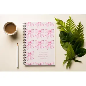 Cute Pink Bow Spiral Notebook - Christian Prayer Journal for Girls Teens Students 6x8" Lined Inspirational Gift Non-Customized
