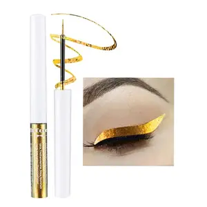 Chameleon Liquid Glitter Eyeliner, Metallic Satin Eyeliner Liquid Liner Multi-Reflective Sparkle Finish, Smudge-proof Long-lasting Glitter Eye Shadow Makeup, # 01 Gold
