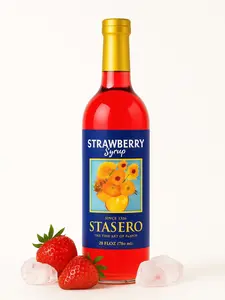 Stasero Strawberry Syrup 25.4 fl oz Bottle - Concentrate Flavor for Coffee Espresso Teas Italian Sodas Lemonades Shakes Frappes Desserts and More Beverage