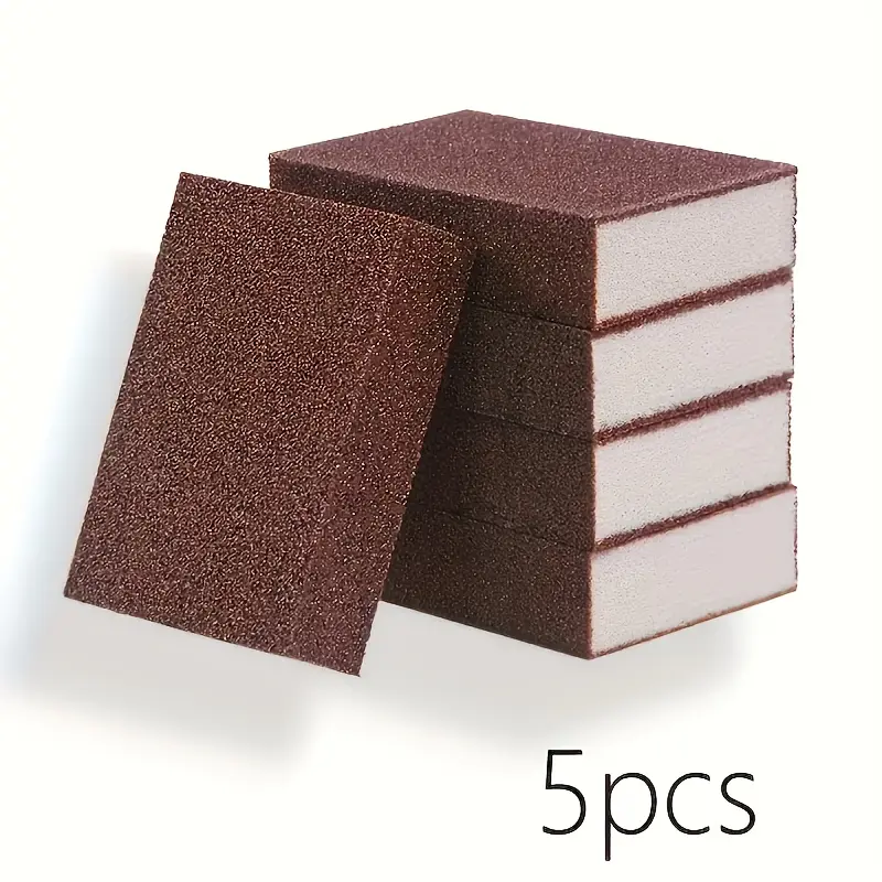 5pcs Emery Sponge Cleaning Cloth Set Pack - Indoor Recreation Kitchen Cleaning Supplies, Including Dishwashing Brush, Pot Scrubber, Stain & Scale Removal Tools