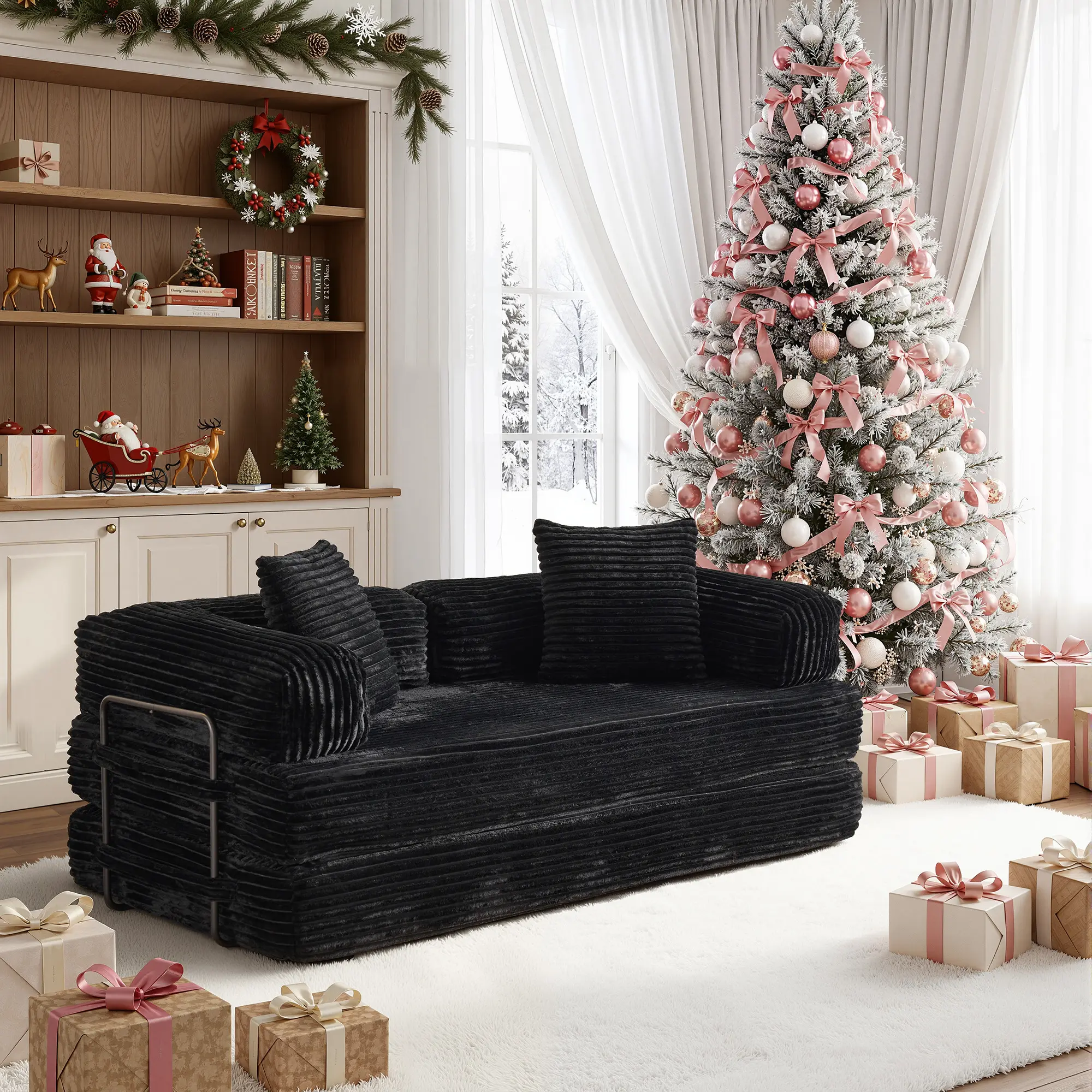 81"Black Plush Corduroy