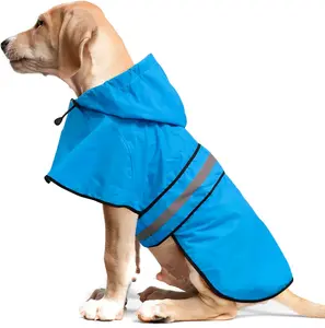 Weesiber Dog Raincoat, Waterproof Dog Rain Jacket with Leash Hole, Hooded Puppy Rainwear Poncho Slicker for Walking