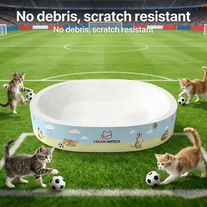 No Paper Scraps Cat Toys, Oval Anti-slip Scratching Board, Ample Space for Play Sleep & Scratching Provides ample space for play and sleep,  advanced reinforced corrugated cardboard grab boards scratch resistant Kittens Bed