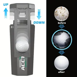 Portable Golf Ball Cleaner with Towel - Suitable for Golf Bags or Carts - Ideal for Golfers - ABS Material - Includes Cleaning Solution