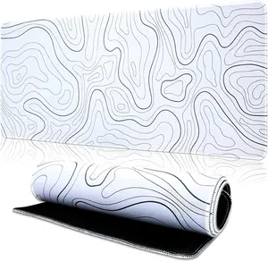 Pad Gaming Mousepad, 31.5 x 11.8in Large Desk Mat Keyboard Pads Extend Long XL  Mat with Non-Slip Base Desk Accessories for  Office Keyboard  (White Topographic)