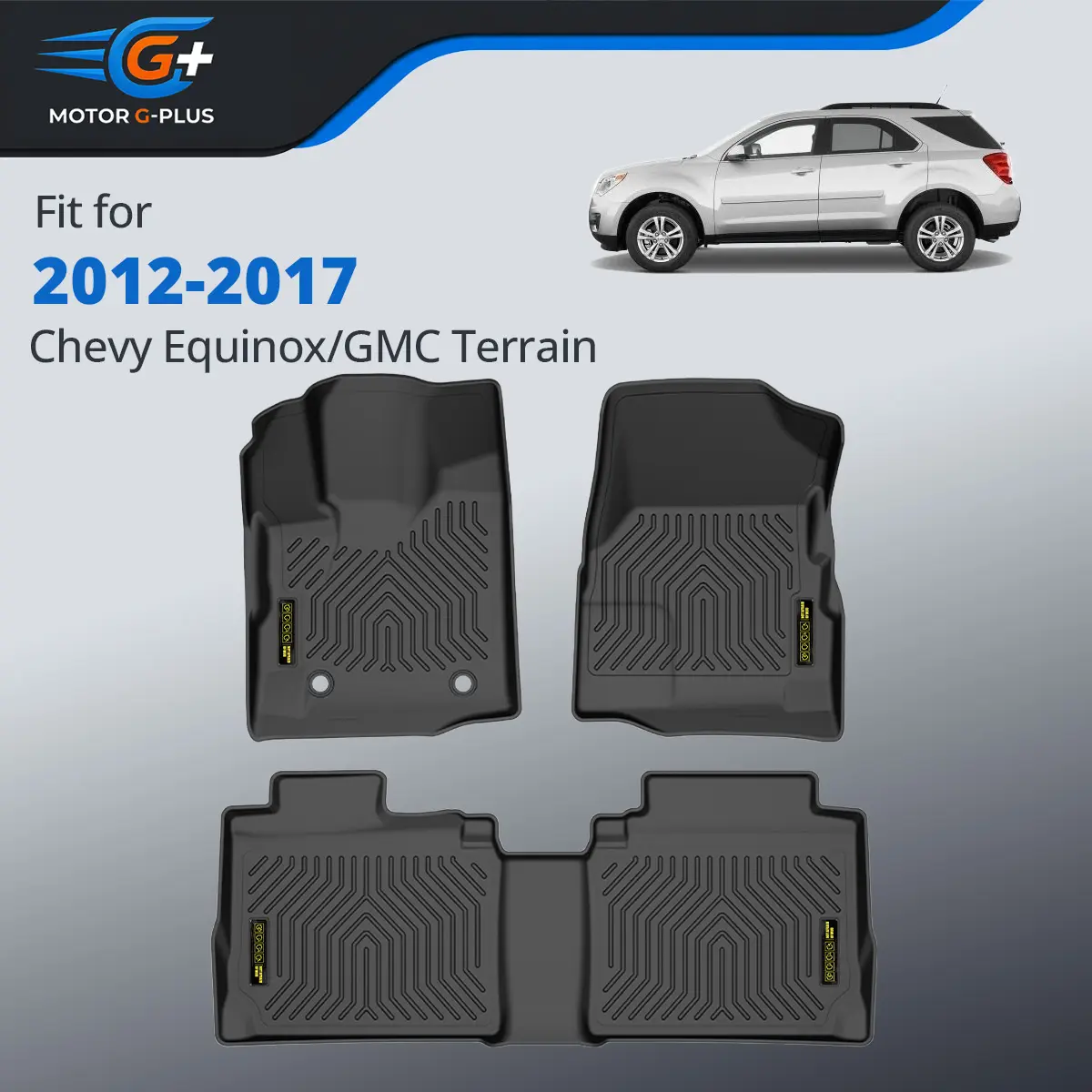 MOTOR GPLUS TPE All-Weather Car Mats Set - Flush-Fit, Laser-Scanned, Stainproof Mat Footwell Mats, Auto Parts Accessories for 2012-2017 Chevy Equinox/GMC Terrain, Mat Floor Mats