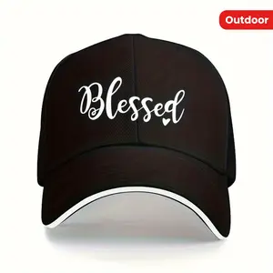 Unisex Holy Printed Baseball Cap- Casual-Hop Style Outdoor Peaked Hat with 'Blessed' Script& Heart Design, Multiple Colors, Durable Non-Stretch Fabric for Men& Women, Baseball