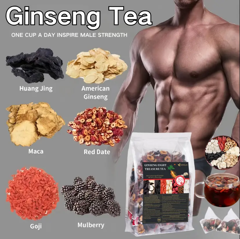NaturalGinseng Maca Tea for Men-Boost Energy, Kidney Support, No Caffeine 30 Teabags Herbal Blend for Men's Health Multi Vitamin Drink- Beverage Nata loaded tea