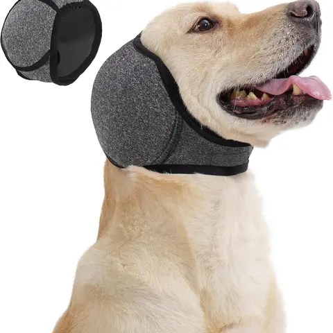 Dog Calming Hoodie - Waterproof, Adjustable, Soft Comfortable Fabric, Elastic Band Ear Wraps, Multi-Size Pet Ear Protection, Anxiety Relief, Thunderstorms, Toenail Clipping, Travel Accessory (Grey)