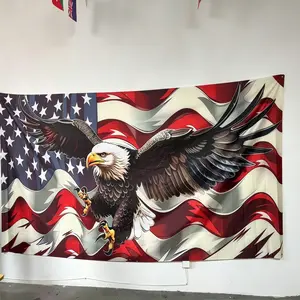 1pc American Flag and Eagle Garage Door Banner, Polyester Knit Fabric, Patriotic Outdoor Decor, Independence Day, Memorial Day, Fourth of July