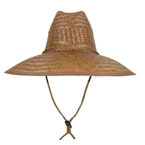 CTM Palm Straw Lifeguard Hat with Wide Brim
