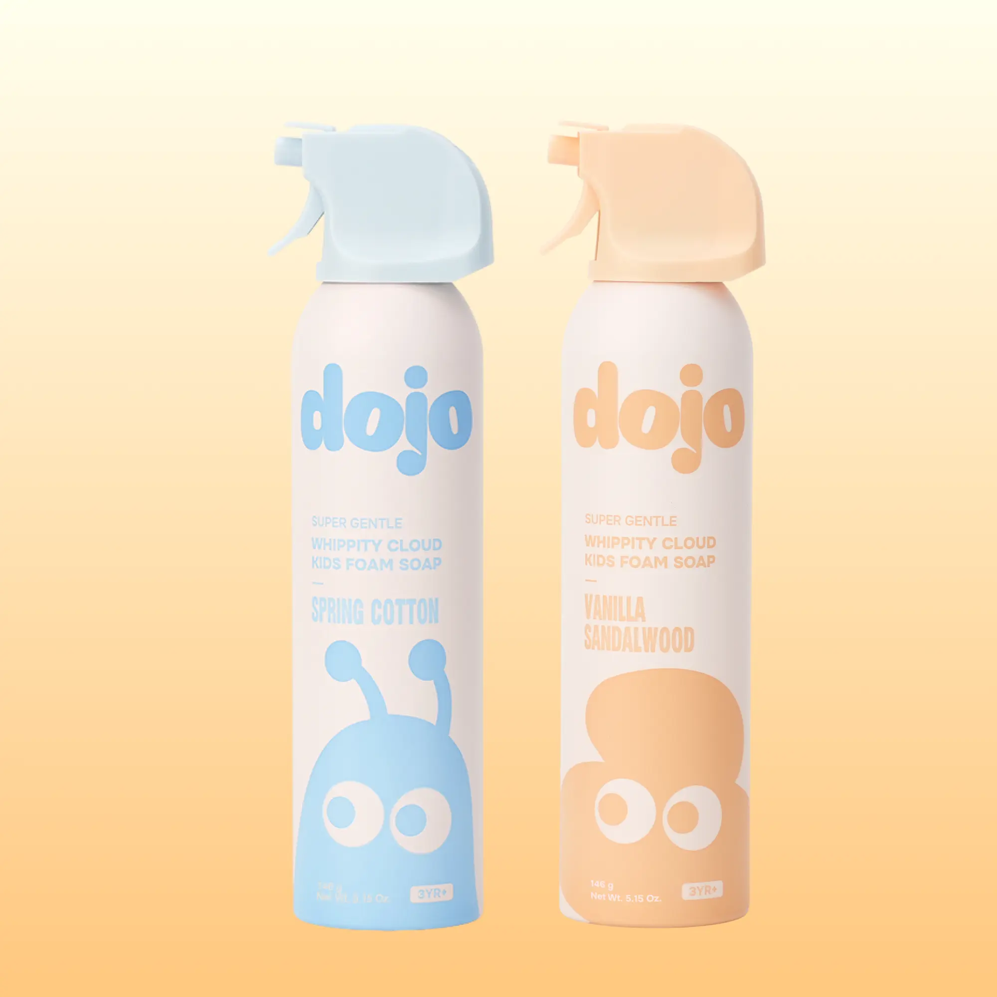 Dojo 2ct Spring Cotton + Vanilla Sandalwood Duo, Foaming Squishy Shapeable Glycerin Soap - Gentle Body Wash for Kids