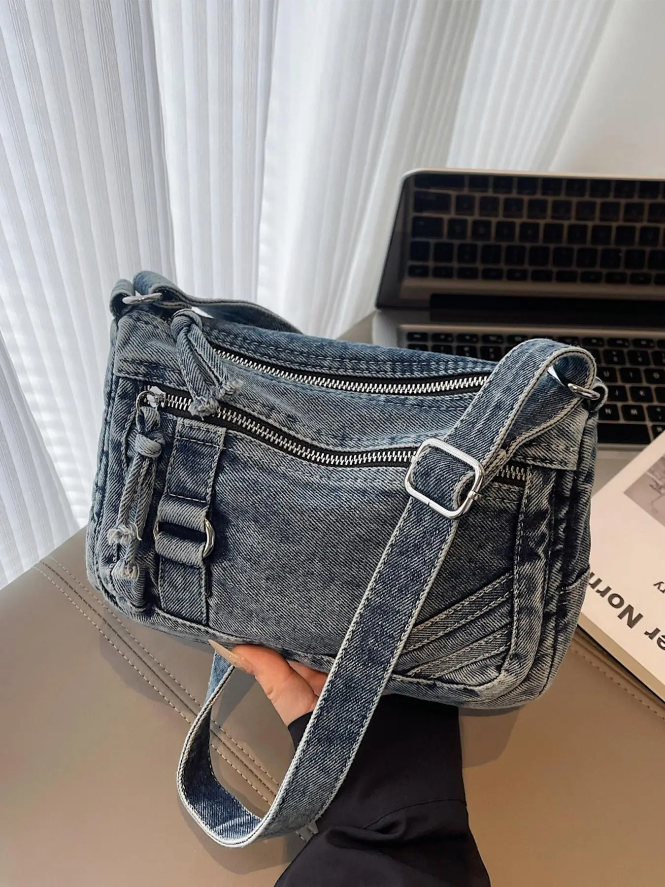 Women's Fashionable Denim Design Crossbody Bag, Casual Versatile Shoulder Bag for Daily Commuting, Shopping, Trendy All-match Commuter Bag, Denim Crossbody Bags, Stylish Versatile Bag