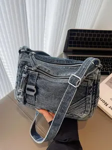 Women's Fashionable Denim Design Crossbody Bag, Casual Versatile Shoulder Bag for Daily Commuting, Shopping, Trendy All-match Commuter Bag, Denim Crossbody Bags