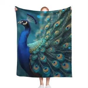 Luxury Peacock Blanket - Soft All-Season 280gsm Flannel Bedspread with Vibrant Blue Peacock & Starry Sky Design, Contemporary Elegant Bed Cover for home Decor, Perfect Gift for & Housewarming (Peacock