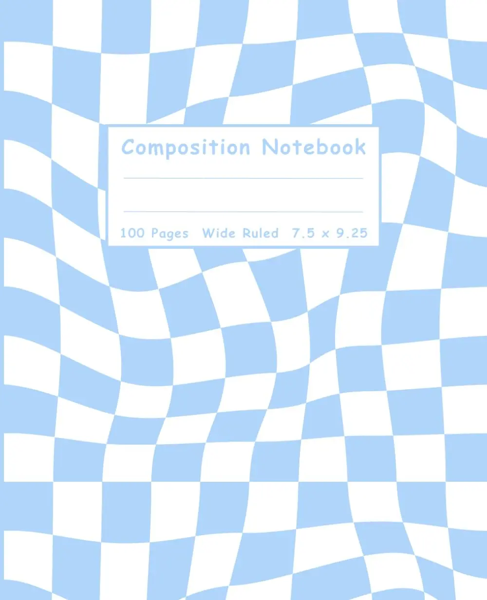 Wavy Notebook: Pastel Blue Aesthetic Composition Notebook - Wide Ruled - Cute Retro Y2K Style - Checkered School Supplies for Kids, Teens & Students