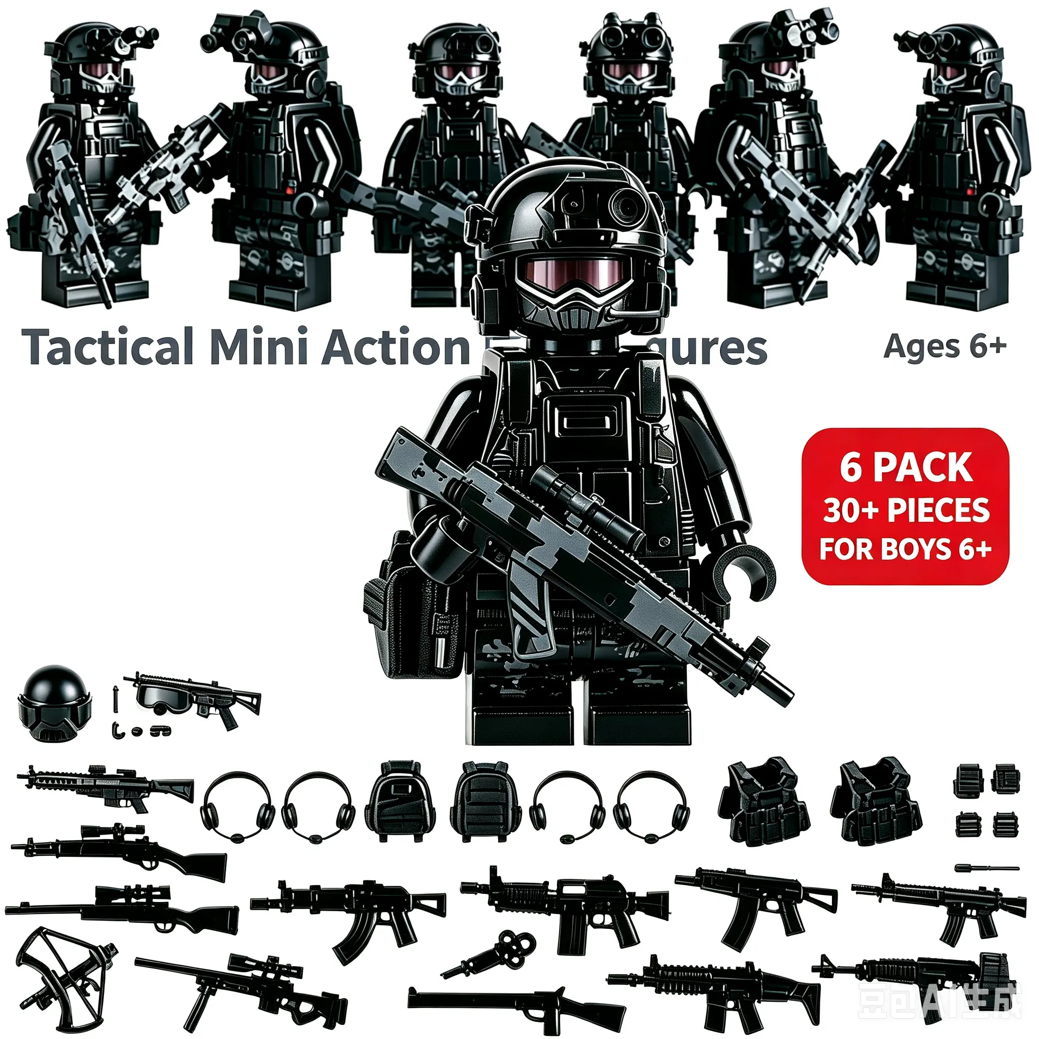 6Pcs Classic Minifigures Stress Relief Building Blocks | Educational Kids Action Figures Toy, Perfect Gift For Boys