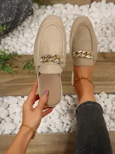 Women's Fashionable Plain Color Slip on Mules, Casual Clogs, Casual Comfortable Flat Shoes for Daily Wear, Lightweight Breathable Shoes for Women & Girls