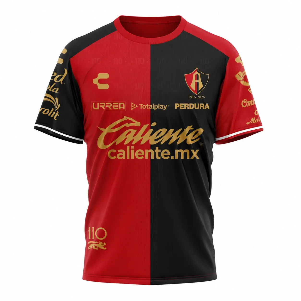 Custom Liga MX Atlas FC Centenario Polyester Soccer Jersey - Premium Red-Black Athletic Fit Male Sportswear, High-Performance Breathable Sporty Chic Gameday Gear Gift