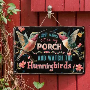 Hummingbird Pattern Metal Sign, Vintage Metal Sign, Wall Art For Home Garden Patio Yard Decoration Farmhouse Bar