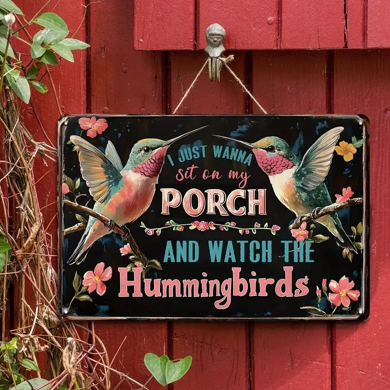 Hummingbird Pattern Metal Sign, Vintage Metal Sign, Wall Art For Home Garden Patio Yard Decoration Farmhouse Bar