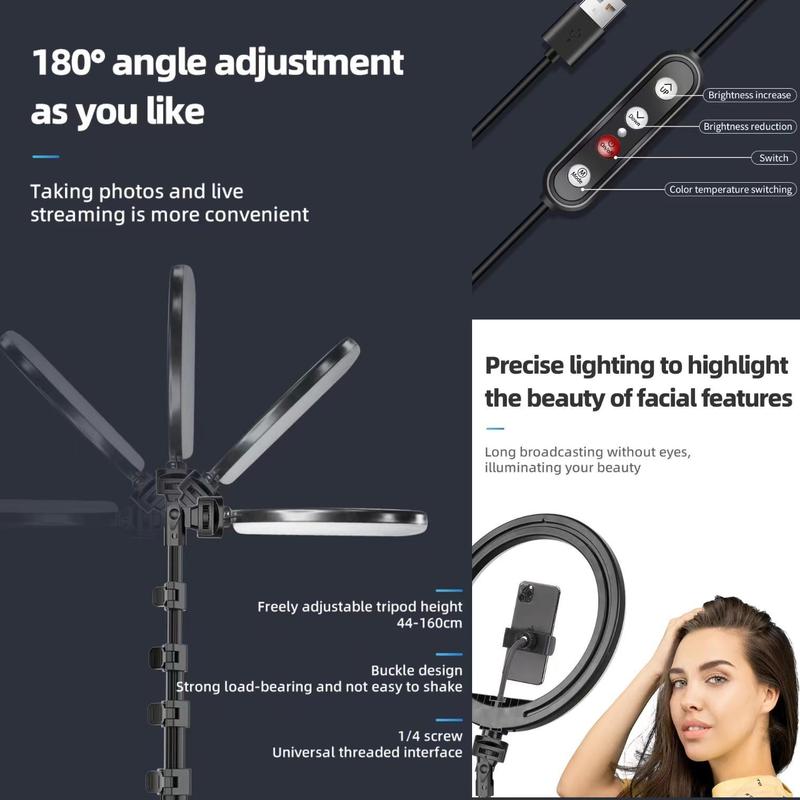 10" Selfie Ring Light with 63'' Tripod Stand,  Phone Holder, Dimmable/Speed LED Ring Light for iPhone & Android tripod ring light Smartphone Cellphone