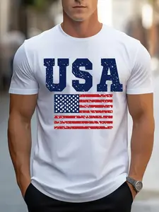 Men's Digital Print Short Sleeve T-Shirt, 3D Clear Vibrant Pattern, Soft Breathable Fabric, Casual Crop Top, Summer Essential