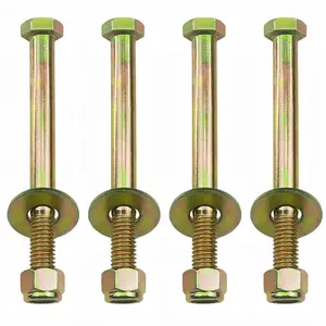 1/2" x 5" Hex Head Bolt by Color Galvanization with Nylon Lock nut and Large Size Washer Assortment Kit,Alloy Steel,Grade 5.(4pcs Pack)