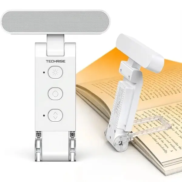 TechRise Adjustable Clip-On LED Reading Light - USB-Charging Plastic Lamp with 3 Buttons, 5 Color Temperatures, 5D Head, Timer Auto-Off, Indoor Use Clip-On Reading Light for Home Reading (White), Clip-On Reading Light With 5 Color Temperatures techvibes