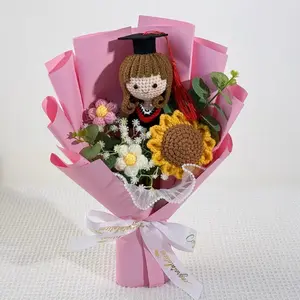 Crochet Graduation Bouquet – Handmade Class of 2026 Gift with Custom Graduate Doll, Knitted Flower Bouquet, Personalized Senior Graduation Keepsake, Unique Graduation Gift for Her, Daughter, Best Friend, College or High School Graduate