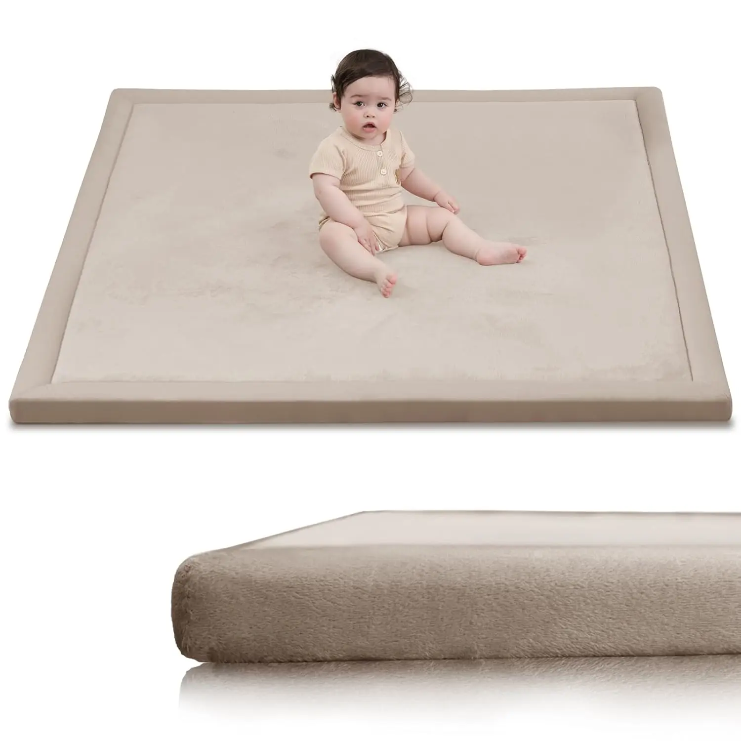 Huloo Sleep Baby Play Mat,  1.3" Thick Soft Foam Floor Mat, Tatami-Style Non-Slip Crawling Mat for Babies, Sound-Absorbing, Protective & Foldable for Playpen and Nursery