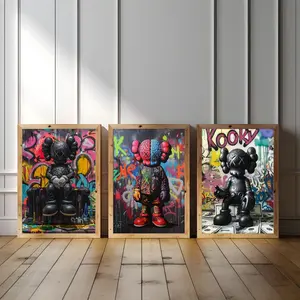 Set of 3 KAWSS Poster,Kawss Figure Poster, Minimalist Hypebeast, Kawss Poster