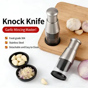 304 Stainless Steel Garlic Press Mincer, Manual Garlic Chopper, One-Press Garlic Mashing Tool, Food-Safe Garlic Grinder for Kitchen, Detachable & Easy Clean Garlic Dicer, Multi-Functional Onion/Nut/Herb Chopper for Home Cooking