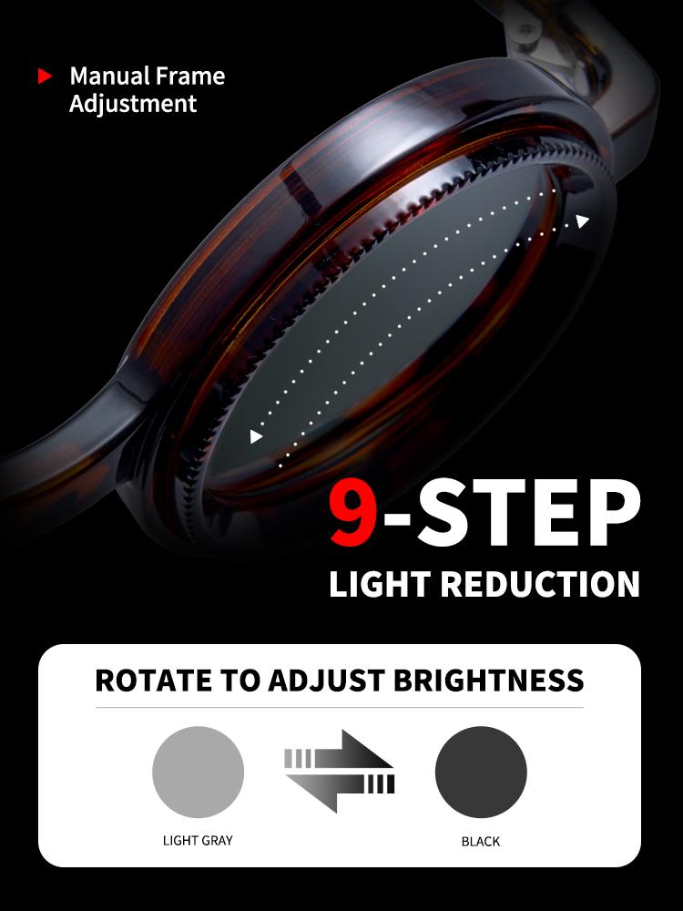 【Black Friday】Cyxus Adjustable ND Filter Sunglasses with 9-Step Light Reduction Polarized UV400 Vintage Punk Style Unisex Shades for Outdoor Travel - P1323