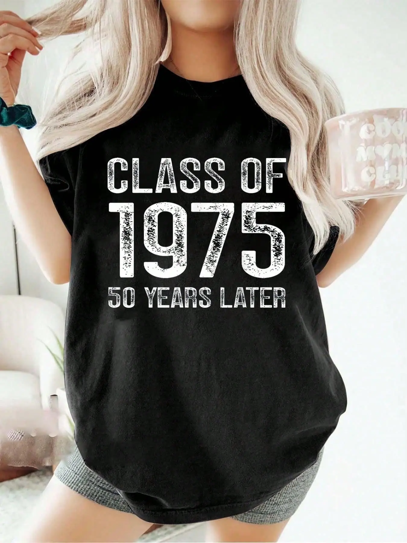 100% pure cotton Class Of 1975 Reunion 50 Year Homecoming Alumni Classmates T-Shirt printed t-shirts for women