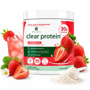 Whey Protein Isolate Powder 30g Protein – Collagen Peptides & Digestive Enzymes – Sugar-Free Low Calorie Post Workout Recovery Shake (90 Calories) – Strawberry Peach Flavor