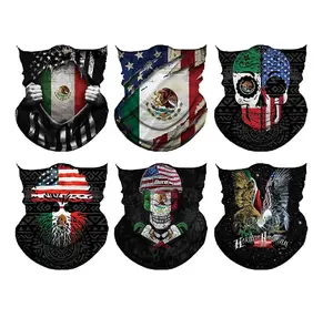 6pcs Summer UV Protection Cooling Neck Gaiter Face Mask Men Women Seamless Bandana Rave Face Cover Scarf Mask, Balaclava, Headband, Head Wrap, Great for biking, fishing, climbing, and construction work, American & Mexican Headwear summerwins