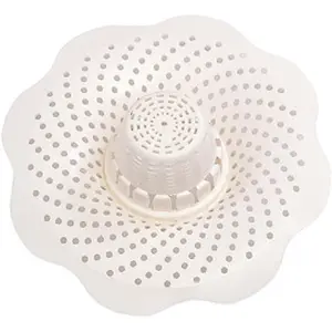Tub Protector Hair Cather and Strainer, Hair Drain Clog Prevention Drain Snake, Snare and Auger, White
