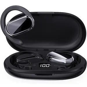 Open Ear Wireless Headphones Bluetooth-compatible 5.3 with Adjustable Earhook, Waterproof Earbuds Charging LED Display, 48h Playtime HiFi Sound for Sports & Workouts